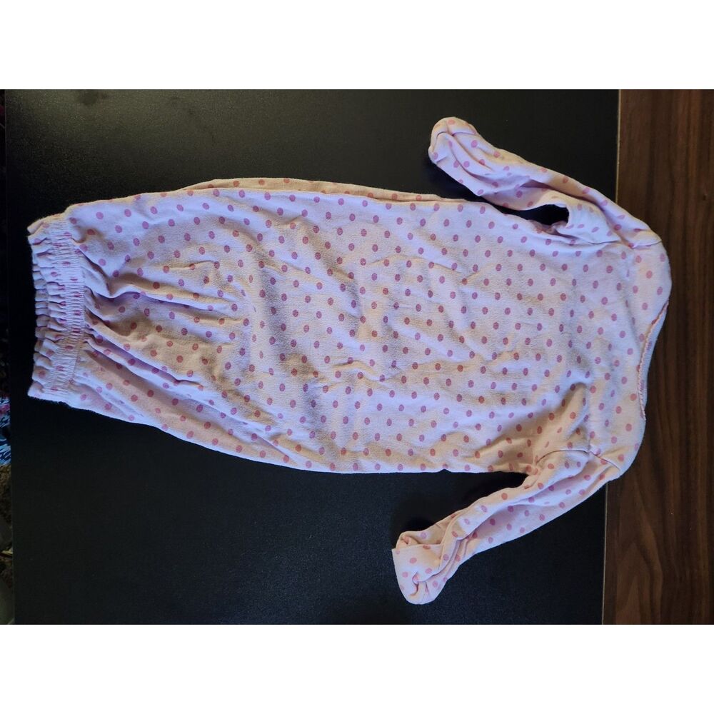 Carter's Baby Girl 3M Pink Polka Dot Sweetheart Long Sleeve Sleep Gown